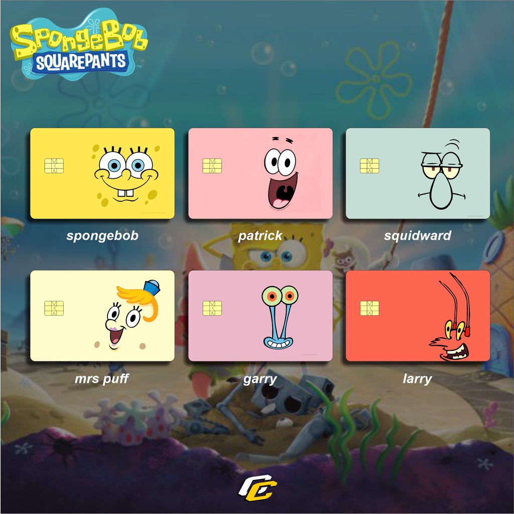 STICKER BIKINI BOTTOM PELINDUNG KARTU SKIN CARD STIKER MOTIF SPONGEBOB PATRICK MR CRAB LARRY PLANKTO