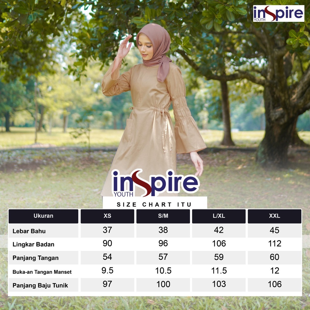 Inspire ITU 43 Tunik Wanita Bahan Cordova Atasan Muslimah Syari Polos