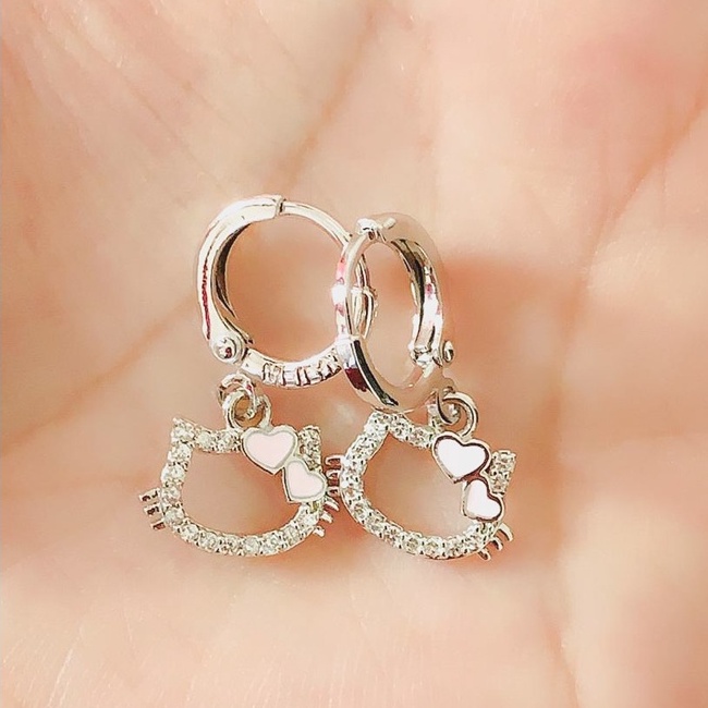 Anting Anak Mouse Head Pink Silver Xuping