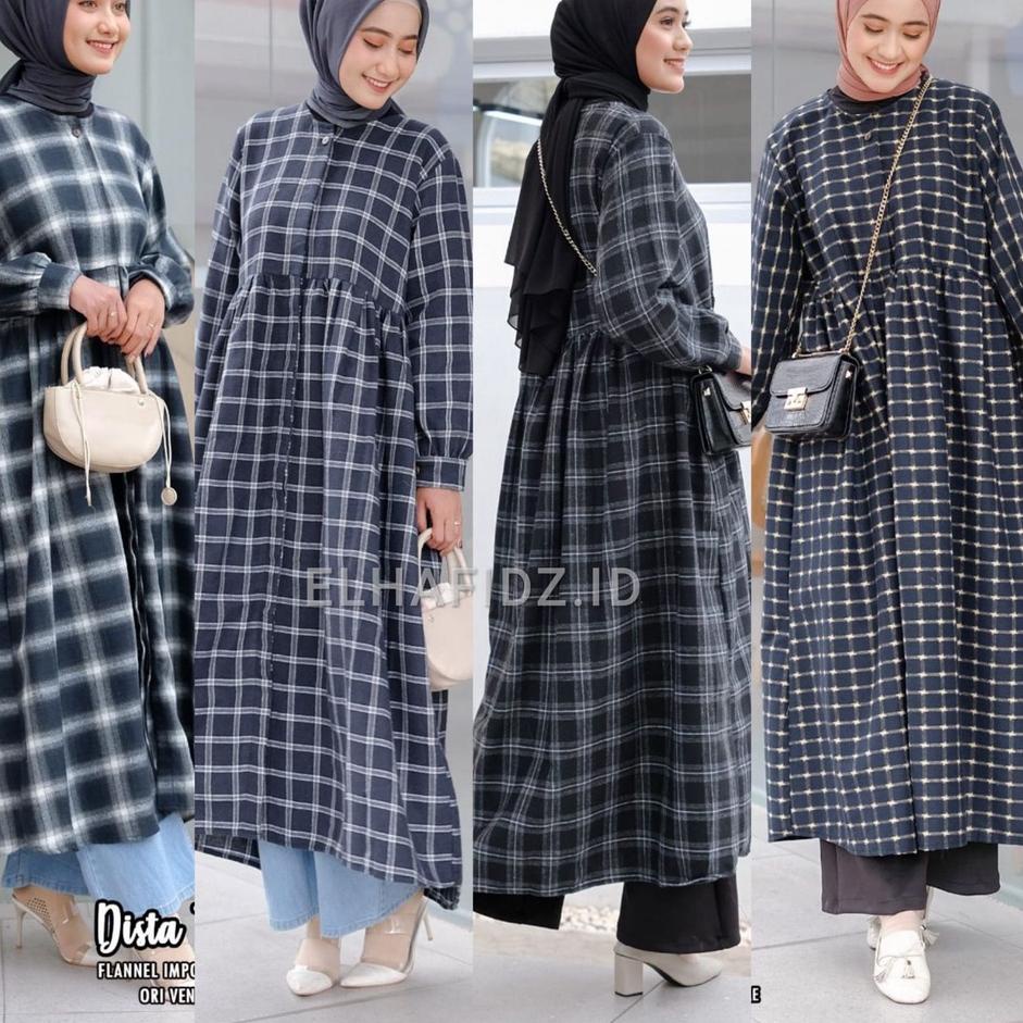 KST.30My22n– Vente Daily Dista Tunik Flanel Jumbo Motif Kotak / Atasan Wanita LD 115 / Long Tunik Bu