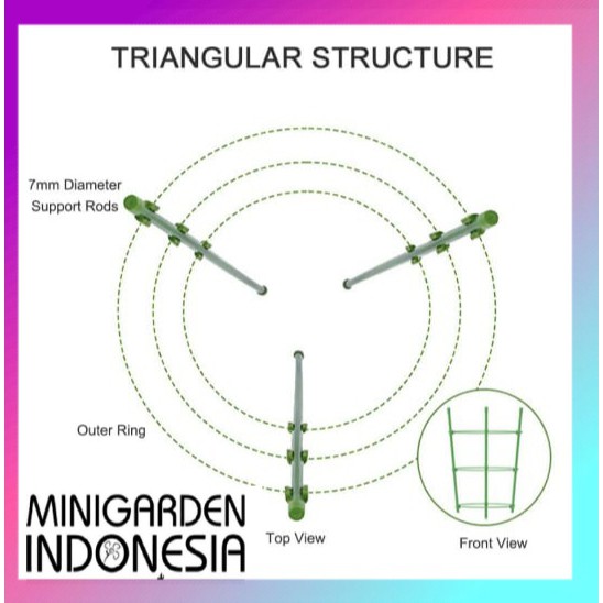 AJIR TANAMAN MELINGKAR rak penyangga tanaman merambat bahan besi untuk kebun ukuran 45cm