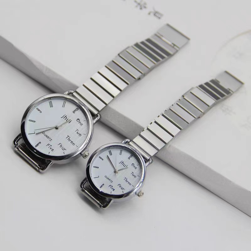 Jam Tangan Analog Jhui Wanita Dan Pria Casual Strap Rantai Magnet Silver / Jam Tangan Rantai Jhui