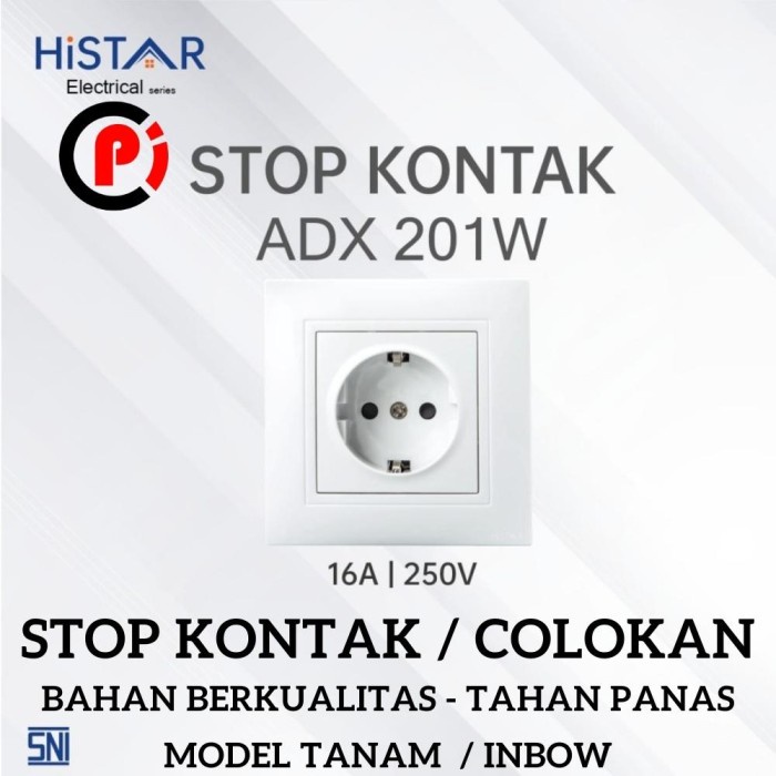 HISTAR ADX201W Colokan Stop Kontak Model Tanam Inbow Mounting Tembok