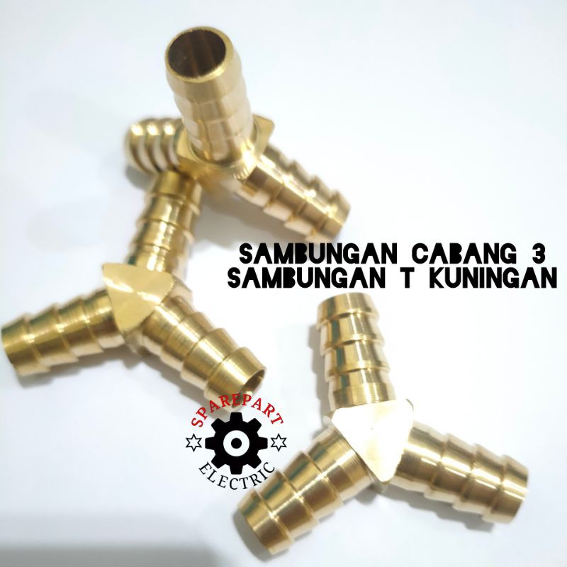 SAMBUNGAN NEPEL CABANG 3 Y / SAMBUNGAN T KUNINGAN UNTUK SELANG GAS KOMPRESOR