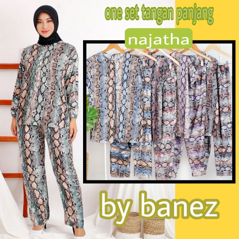 one set lengan panjang najatha busui by Banez ecer termurah se Indonesia/piyama muslim/setcel muslim