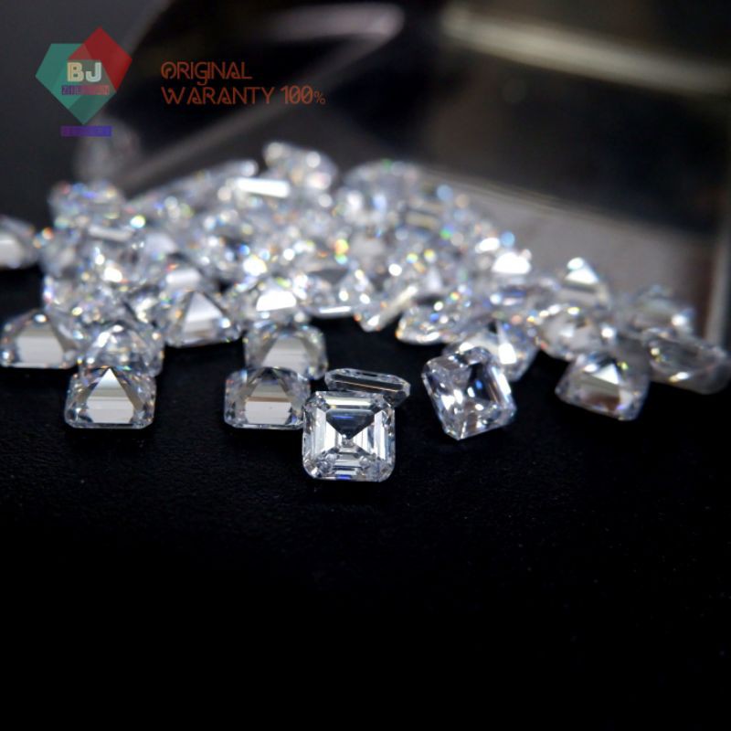 Size Kecil Batu Permata Asscher 3 - 8MM Diamond Cubic zirconia Grade A5