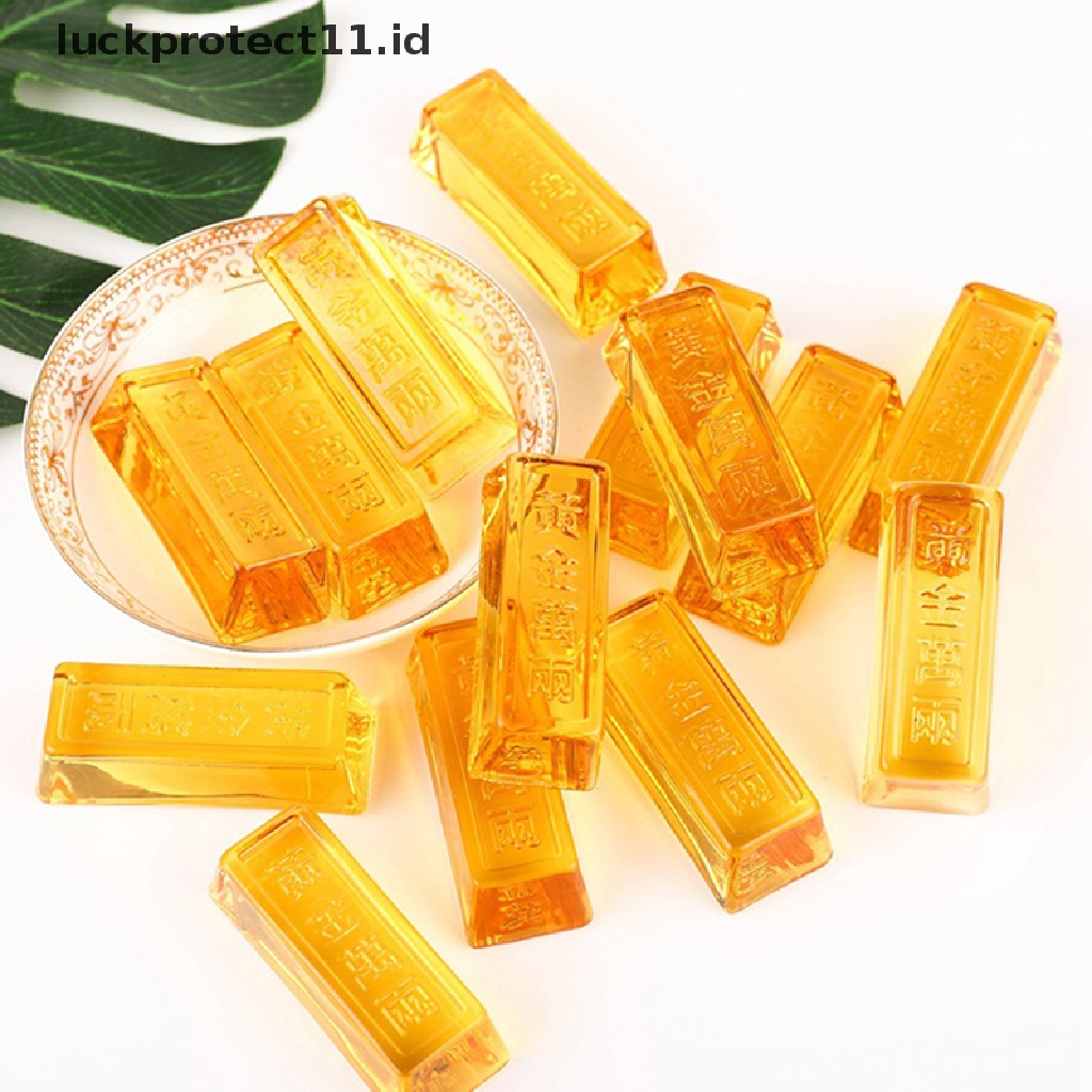 // Hg &amp; ID// 1pc Ingot Emas Kristal Kuning Cina Feng Shui Untuk Kekayaan Dekorasi Rumah Keberuntungan