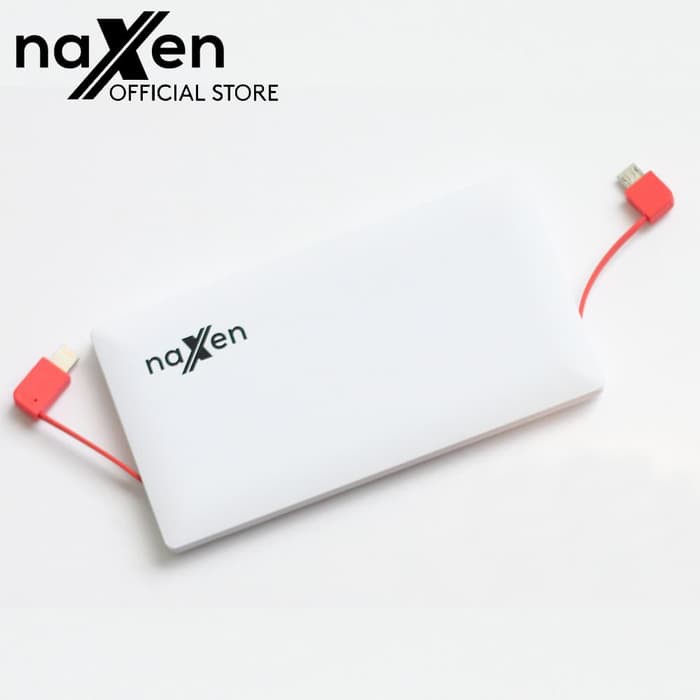 Naxen Slim Power Bank Real Capacity 10000Mah 2 Usb Port With Kabel - Hitam
