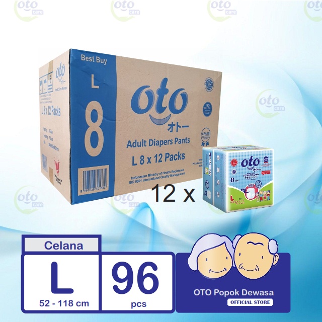 OTO Popok Dewasa PANTS Adult Diapers model Celana uk L isi 8 pcs x 12 ( 96 pcs )