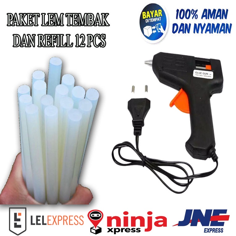 Lem Tembak Glue Gun 20 WATT - Lem Tembak 1 Set Murah Free Refill Lem Tembak 12 Pcs