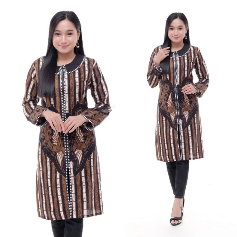tey-17 Batik Wanita ASJ SA HRB026 Kenogo Kemeja Tosca Pendek /Baju Batik /Tunik /Atasan Batik Wanita-Model 5
