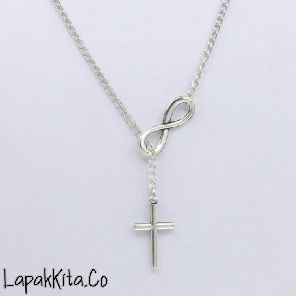 Grosir (SSC) Kalung Salib Titanium Wanita Silver / Kalung Salib Wanita Silver / Kalung Salib Fashion