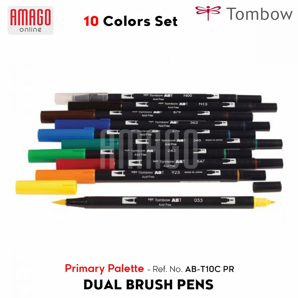 TOMBOW Dual Brush Pens - Primary Palette of 10 colors - AB-T10C PR