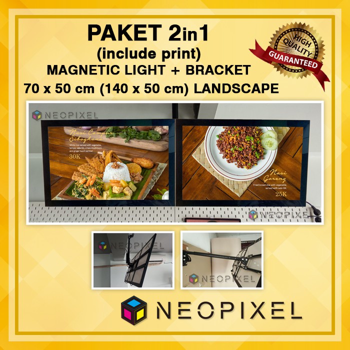 Neon box menu paket  2in1 Uk  140x50  cm – Landscape Termasuk Bracket - LED menu cafe  + visual