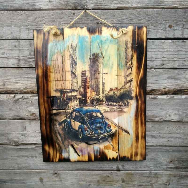 Hiasan Unik Lukisan VW Volkswagen Mobil Pajangan Kafe Resto Garasi