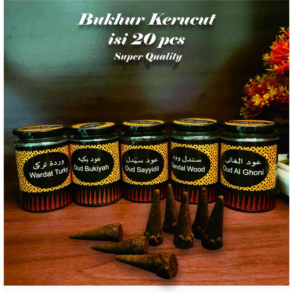 Bukhur Oud Bukiyah Aroma Sangat Kuat Buhur Berkulitas/ Buhur / Dupa / Buhur Kerucut / isi 20 Pcs