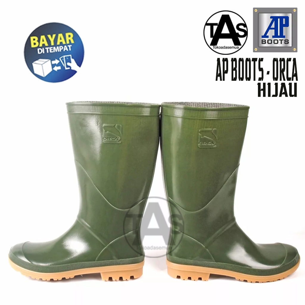 SEPATU BOOTS KARET AP BOOTS ORCA HIJAU SIZE 38-43 / SEPATU BOOTS KARET TERMURAH