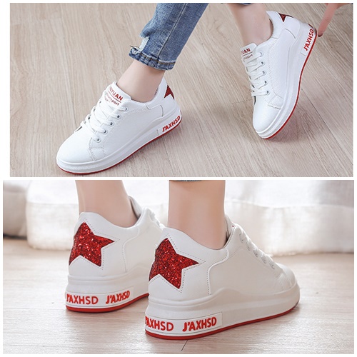 BJS8812 - BLACK/GREEN/RED - Sepatu Sneakers Star Wanita Cantik SEPATU WANITA SNEAKERS STAR BINTANG TALI FLAT SPORT OLAHRAGA FASHION IMPORT TERMURAH TERLARIS TERBARU BAGSTORE JAKARTA JSS8812