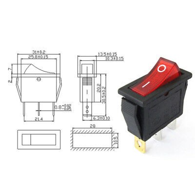 Saklar Switch Tanggung 3 Pin On Off + Lampu / Rocker Switch Gepeng