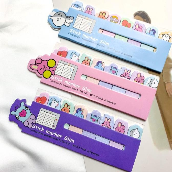 

sticky notes slim BT21 stiker tempel lucu imut alat tulis kantor COD