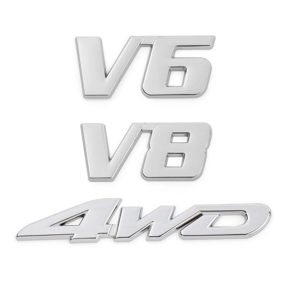 Populer 3D Auto Decal DIY 4WD V6 V8 Emblem Badge Tutup Bagasi