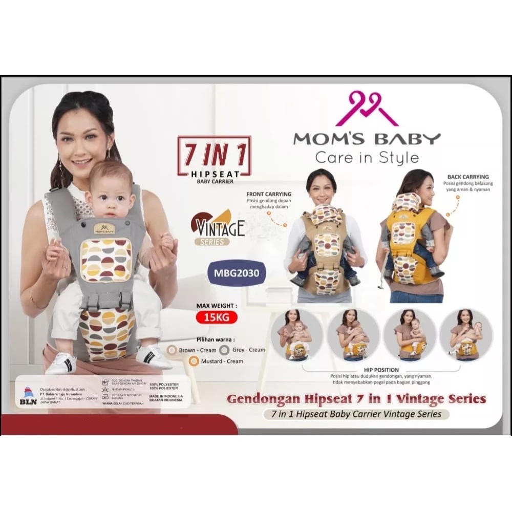 Gendongan Bayi Hipseat Mom’s Baby Multifungsi Vintage Series MBG 2030