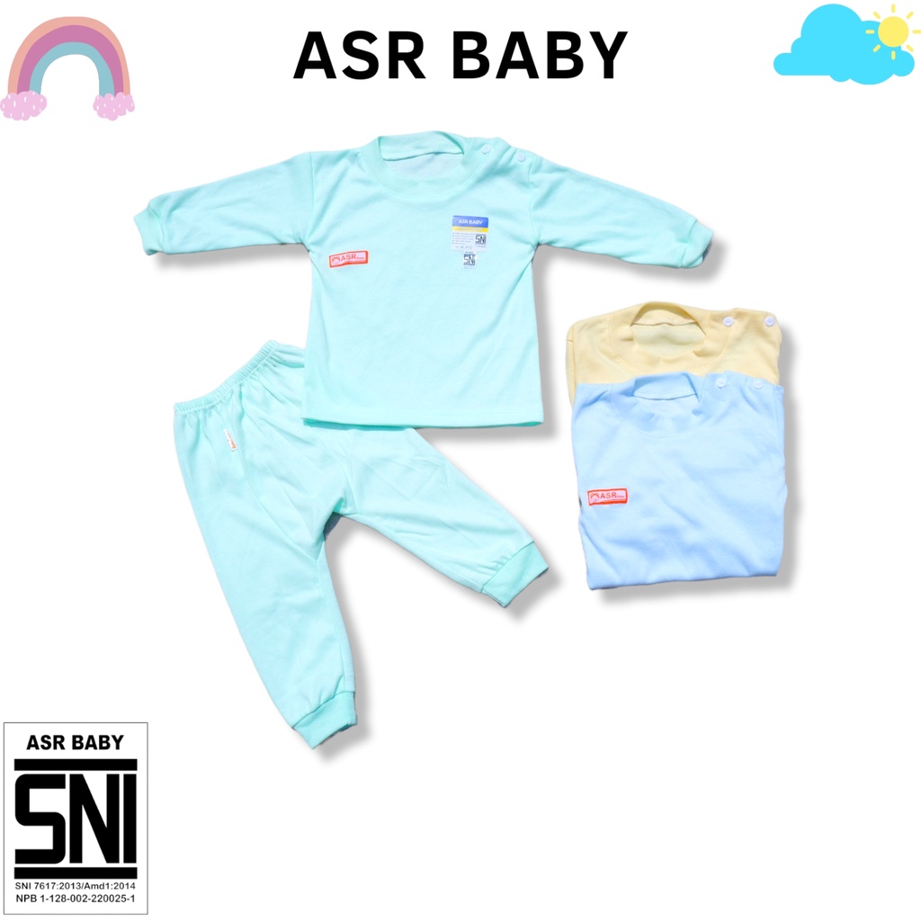 SETELAN BAJU BAYI PANJANG CELANA PAMPERS KATUN DOUBLE USIA 3-20 BULAN POLOS ASR BABY SNI