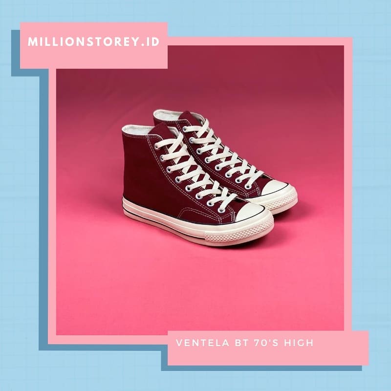 SEPATU VENTELA BACK TO 70S MAROON HIGH | VANTELA BTS MAROON | VENTELLA MERAH MAROON