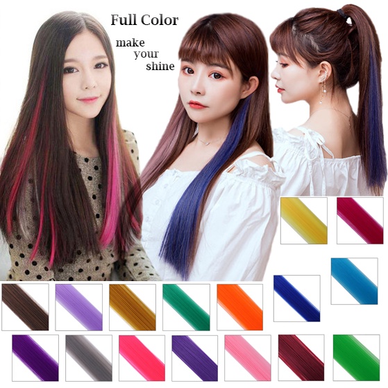 Hairclip Lurus 55cm Hair Extension Rambut Palsu Hairclip Warna-warni