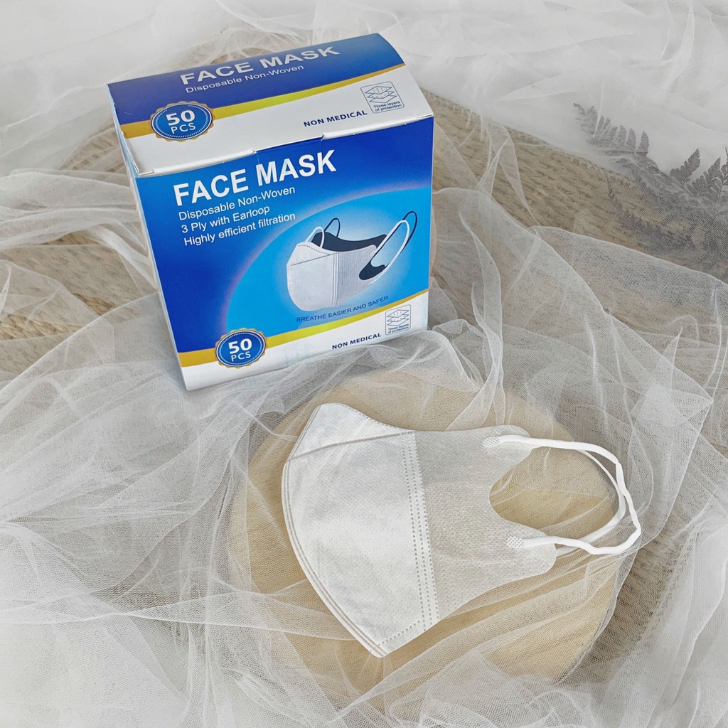 Masker Duckbill FM 3 ply Murah Box Isi 50 pcs Hitam Putih Warna Local Import