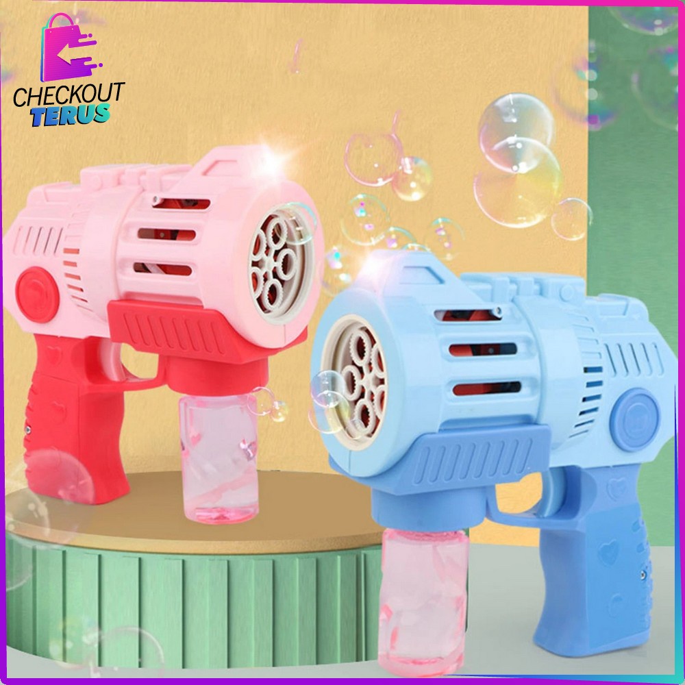 CT M138 Mainan Anak Bubble Gun 5 Mata Tembakan Gelembung Sabun Anak Mainan Pistol Air Dengan Musik