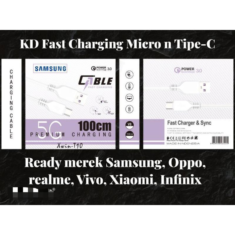 KABEL DATA FAST CHARGING XWIN T-10 ORIGINAL MICRO USB &amp; TIPE C