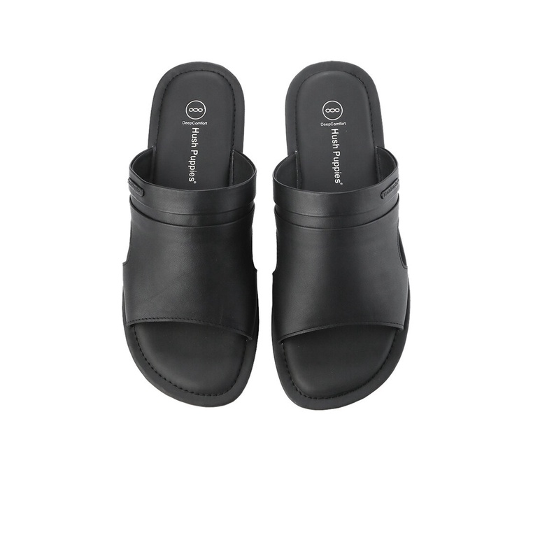 SANDAL SLIDE KULIT HUSH PUPPIES PRIA ORIGINAL CASUAL ASLI HITAM HM28