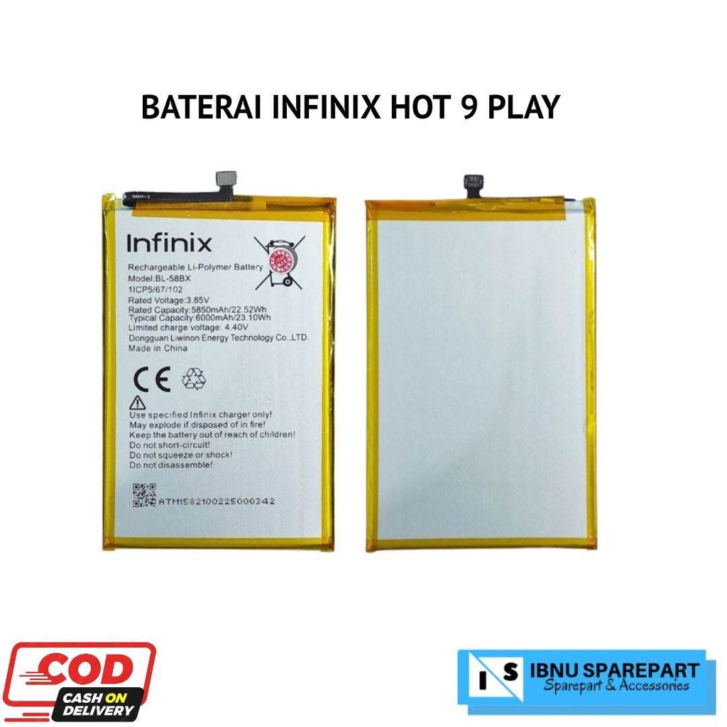 BATERAI BATRE INFINIX HOT 9 PLAY X680 - HOT 10 PLAY X688B X688C BL58BX BATTERY ORIGINAL