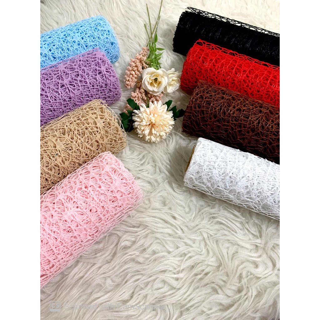 ( Yard 50x70 ) KOREAN JACQUARD NET - POLINET MESH JARING BESAR 50 CM X 70 CM - FLOWER WRAPPING PAPER KERTAS BUNGA / FANCY / MESH JARING LABA LABA / BUKET / FLORIST