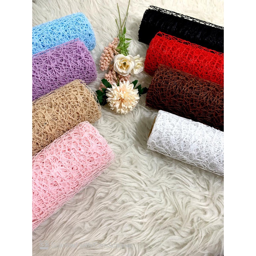 ( Yard 50x70 ) KOREAN JACQUARD NET - POLINET MESH JARING BESAR 50 CM X 70 CM - FLOWER WRAPPING PAPER KERTAS BUNGA / FANCY / MESH JARING LABA LABA / BUKET / FLORIST