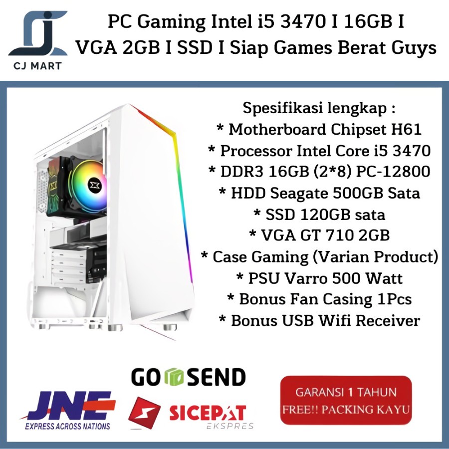 PC Gaming Intel i5 3470 I 16GB I VGA 2GB I SSD I Siap Games Berat Guys