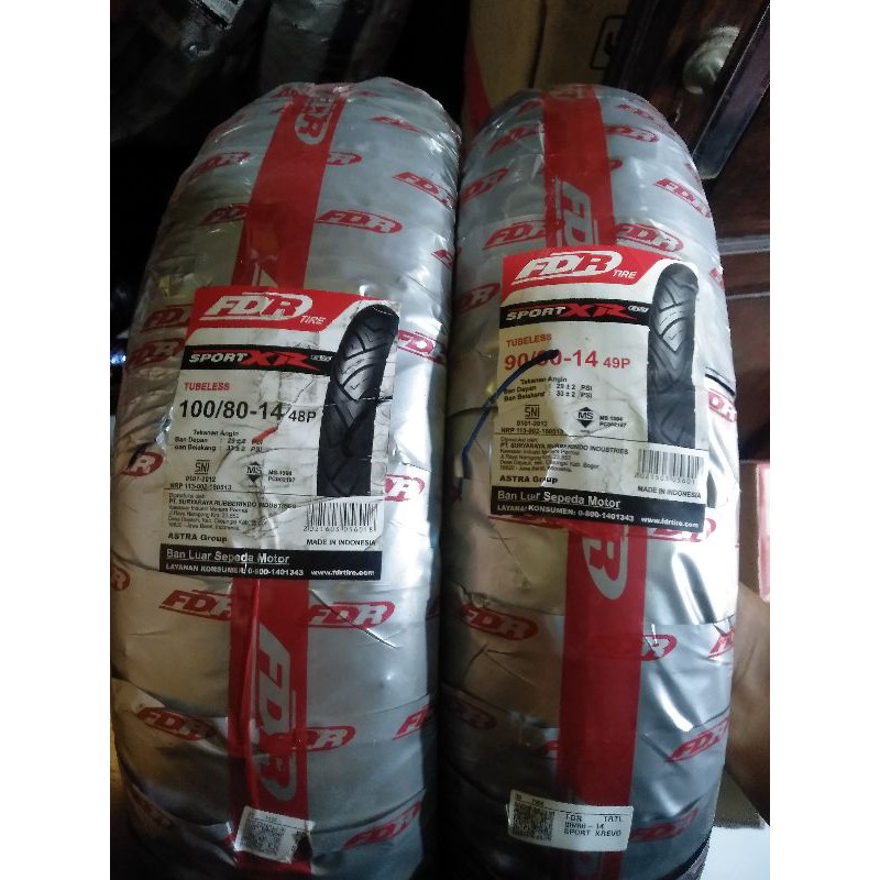 paket ban tubles matic fdr sport xr 90/80 + 100/80.14 free pent