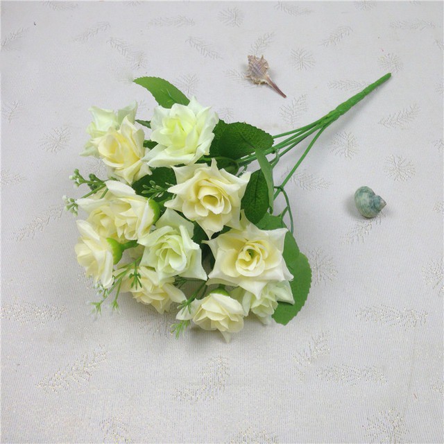 COD BUNGA MAWAR KOREA BUNGA TANGKAI PLASTIK BUNGA ARTIFISIAL BUNGA PAJANGAN BUNGA HIASAN BT9010-PUTIH