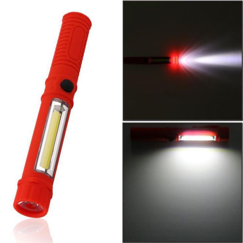 Senter LED Mini Terang Senter Camping COB Magnet Lampu Senter Kecil Emergency Cas Baterai AAA Plasma