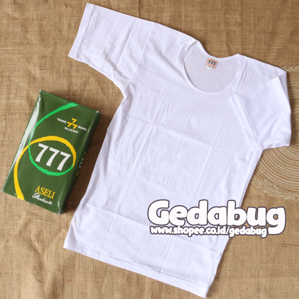 Oblong 777 T- shirt / Kaos oblong 777 putih polos katun halus Lengan Pendek - gedabug