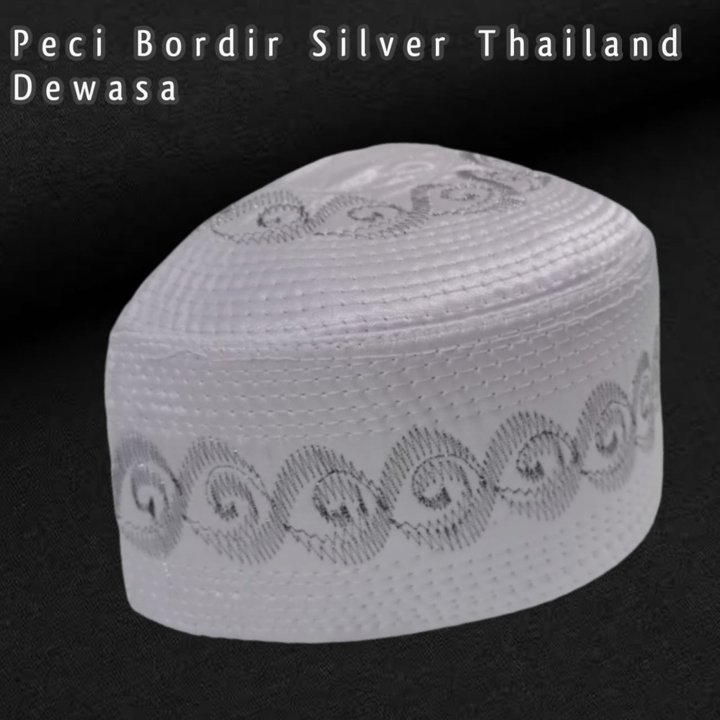 Peci thailand bordir silver new