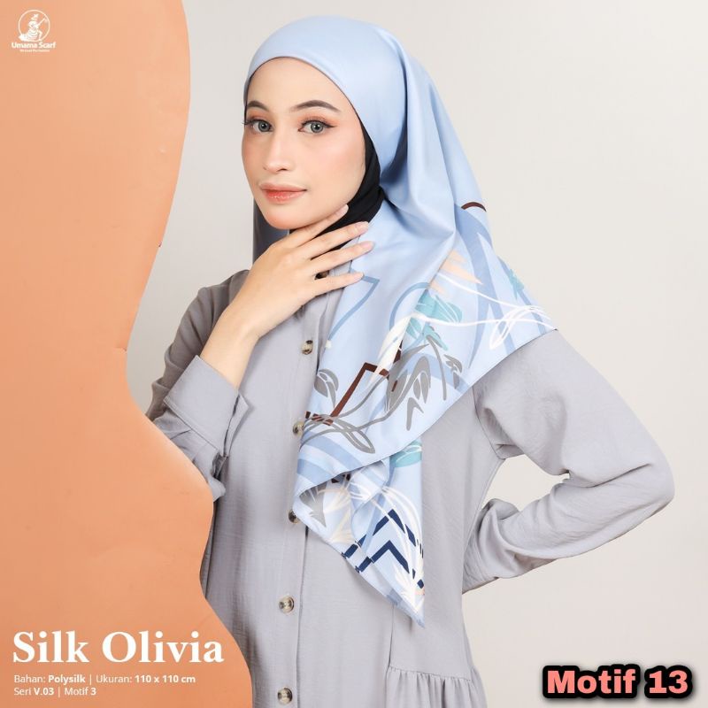 Jilbab Umama Silk Olivia PREMIUM Motif Modern Kerudung Segi Empat