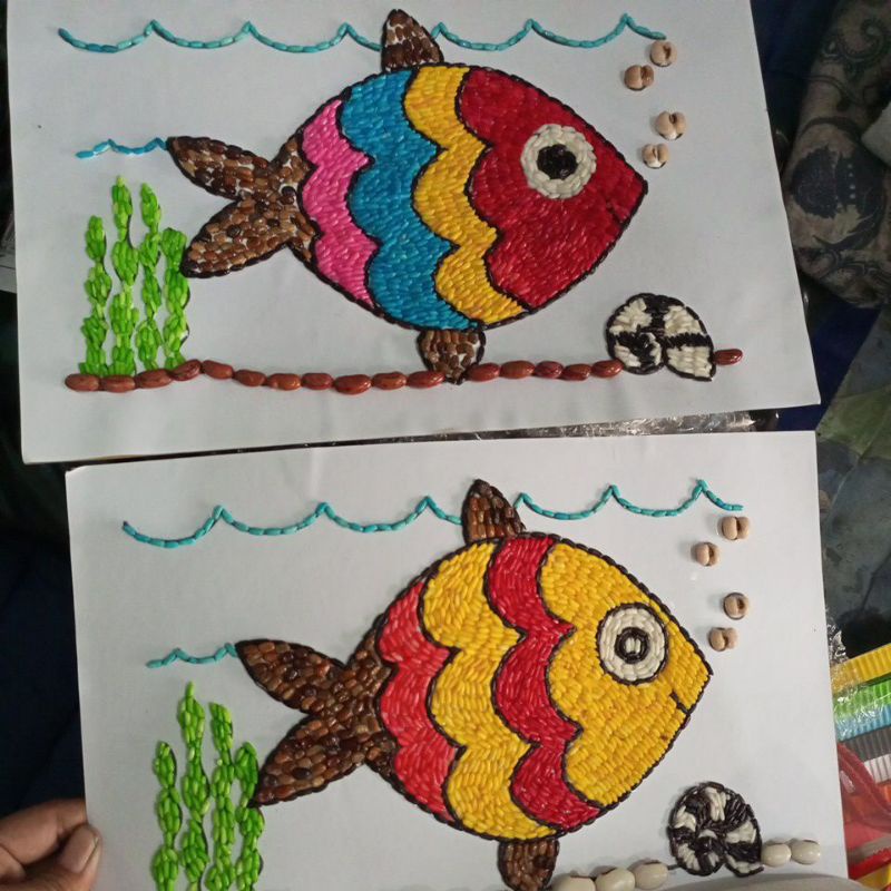 Contoh Gambar Kolase Ikan Dari Kertas Origami Berbaga