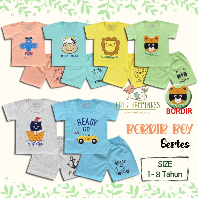 SETELAN BAJU ANAK COWOK 1-8 TAHUN &quot;BORDIR BOY EDITION&quot; / SETELAN BAJU ANAK KELFI