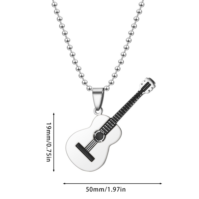 Kalung Rantai Bentuk Gitar Bahan Stainless Steel Gaya Hip Hop Rock Slide Music Element Untuk Unisex