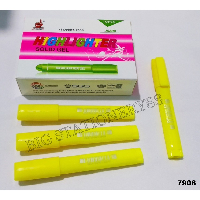 STABILO HIGHLIGHTER SOLID JOSS GEL JS-808 WARNA KUNING (1X10)