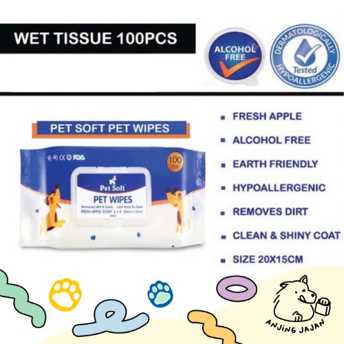 Tisu Basah Hewan | Pet Wipes | Tisu Basah Kucing Anjing | Pet Soft Pet Wipes