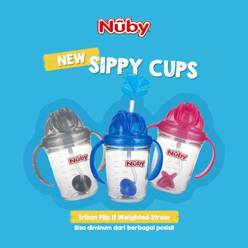 Nuby Tritan Flip It Weighted Straw Cup Gelas Minum Anak 12m 240ml