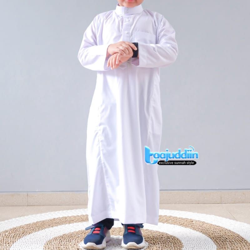 Jubah Anak Pria Model Saudi Import Kilap Gamis Arab Anak Modis Baju Lengan Panjang Saku Resliting